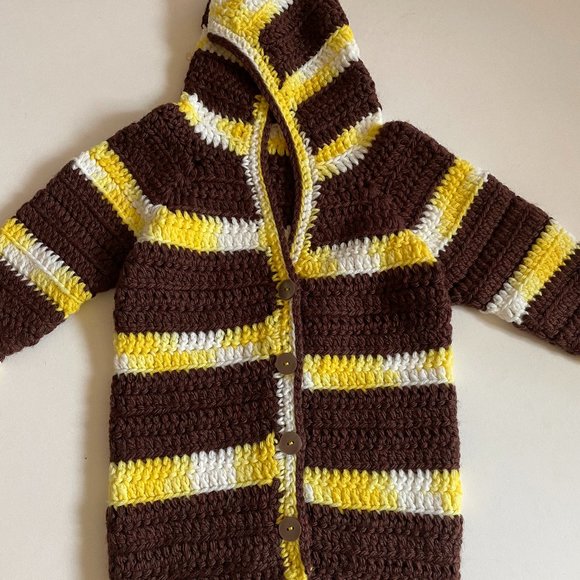 Crochet unisex jacket, Handmade Hoodie for toddler - Picture 4 of 11